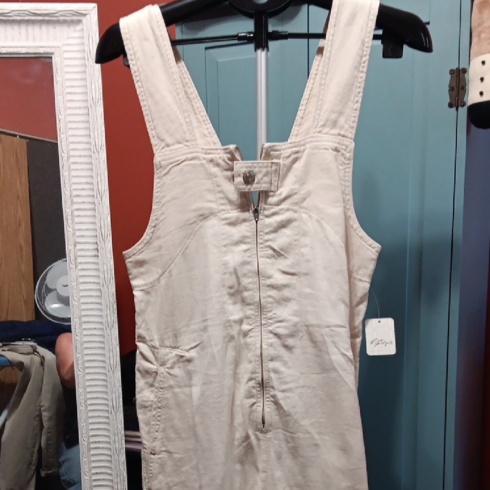 Free People Beige Sleeveless Jumpsuit